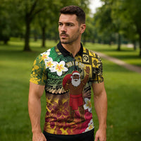 Vanuatu Christmas Zipper Polo Shirt Ni-Van Santa Retro Style - Polynesian Pride