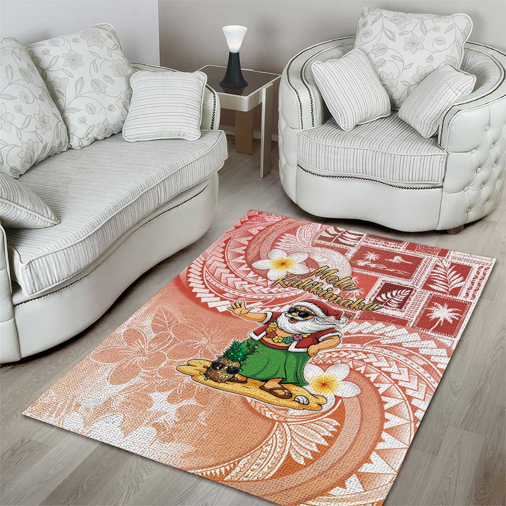 Hawaii Mele Kalikimaka Area Rug Hula Santa Retro Style Red - Polynesian Pride