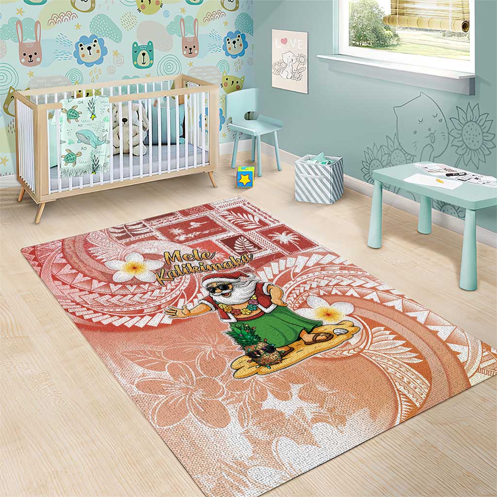 Hawaii Mele Kalikimaka Area Rug Hula Santa Retro Style Red - Polynesian Pride