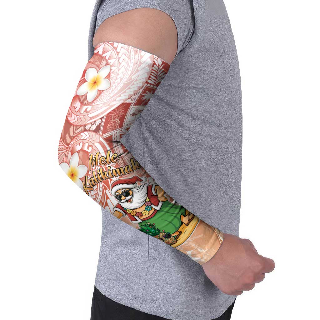 Hawaii Mele Kalikimaka Arm Sleeves Hula Santa Retro Style Red - Polynesian Pride