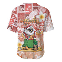 Hawaii Mele Kalikimaka Baseball Jersey Hula Santa Retro Style Red - Polynesian Pride
