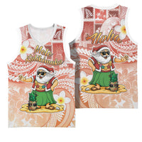 Hawaii Mele Kalikimaka Basketball Jersey Hula Santa Retro Style Red - Polynesian Pride