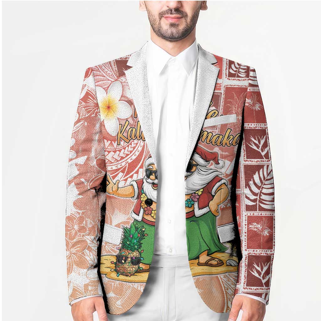 Hawaii Mele Kalikimaka Blazer Hula Santa Retro Style Red - Polynesian Pride