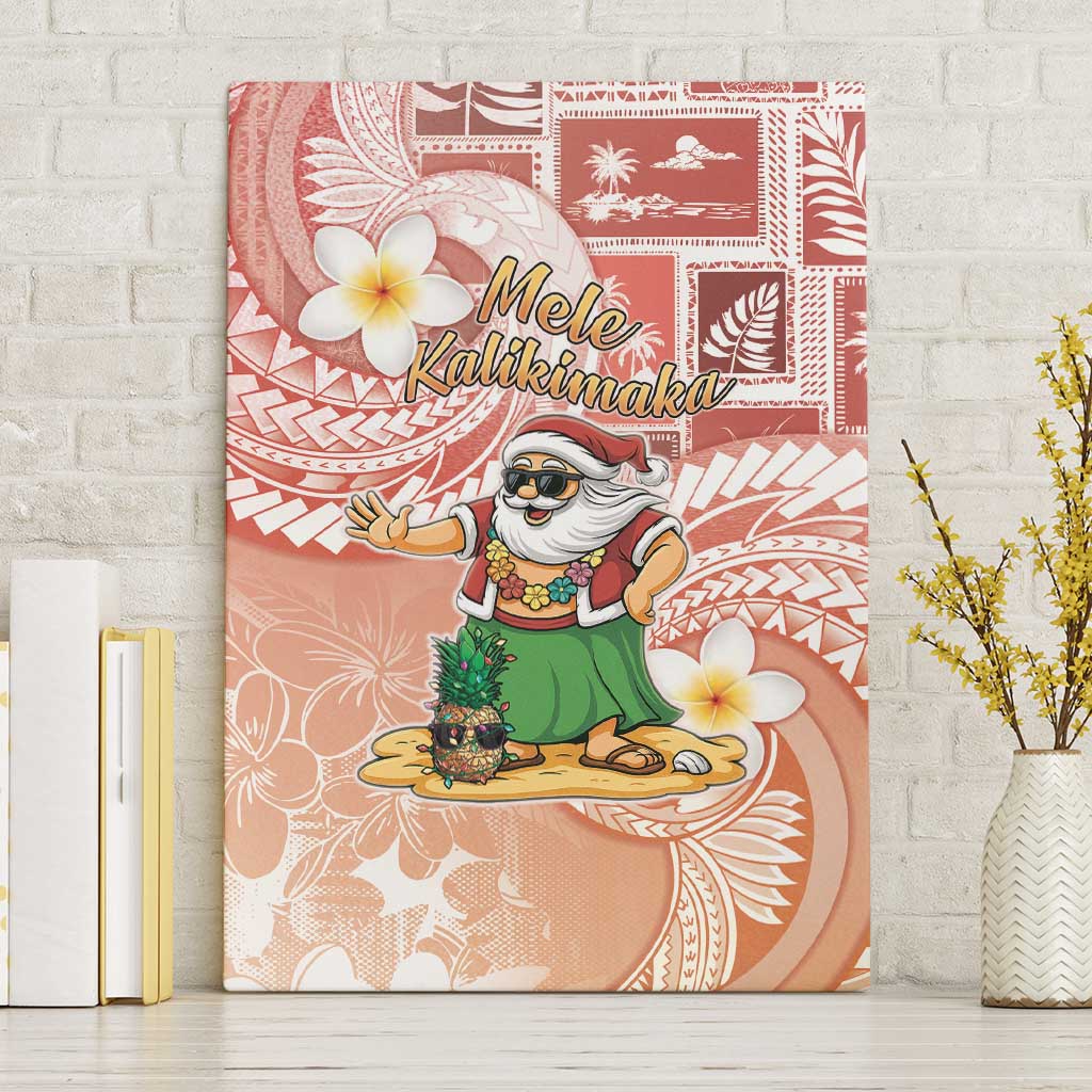 Hawaii Mele Kalikimaka Canvas Wall Art Hula Santa Retro Style Red - Polynesian Pride