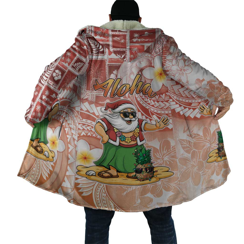 Hawaii Mele Kalikimaka Cloak Hula Santa Retro Style Red - Polynesian Pride