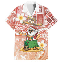 Hawaii Mele Kalikimaka Family Matching Off Shoulder Maxi Dress and Hawaiian Shirt Hula Santa Retro Style Red LT05 Dad's Shirt - Short Sleeve Red - Polynesian Pride