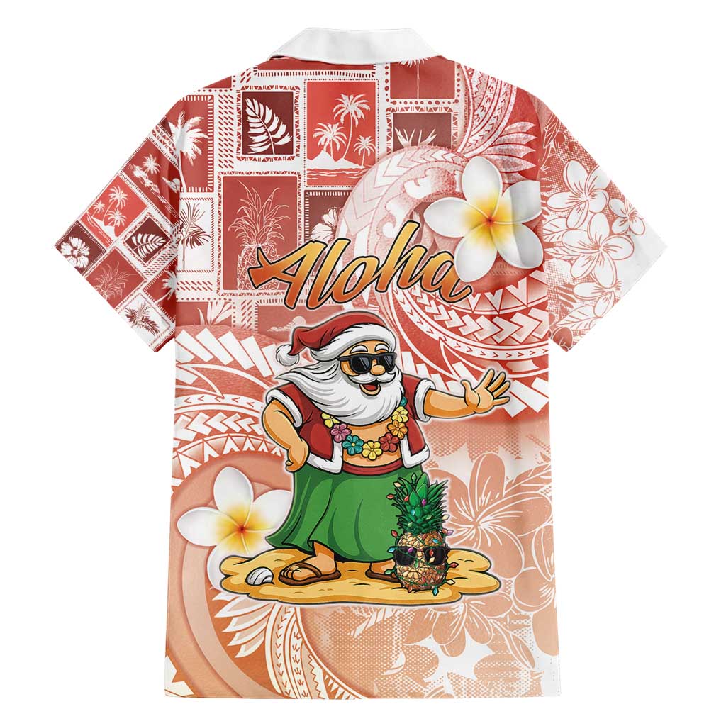 Hawaii Mele Kalikimaka Hawaiian Shirt Hula Santa Retro Style Red - Polynesian Pride