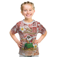 Hawaii Mele Kalikimaka Kid T Shirt Hula Santa Retro Style Red - Polynesian Pride