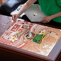 Hawaii Mele Kalikimaka Puzzle Hula Santa Retro Style Red - Polynesian Pride