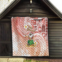 Hawaii Mele Kalikimaka Quilt Hula Santa Retro Style Red - Polynesian Pride