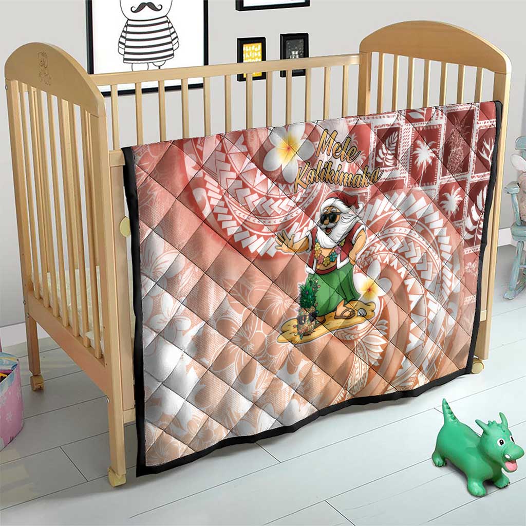 Hawaii Mele Kalikimaka Quilt Hula Santa Retro Style Red - Polynesian Pride