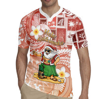 Hawaii Mele Kalikimaka Rugby Jersey Hula Santa Retro Style Red - Polynesian Pride