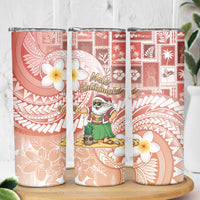 Hawaii Mele Kalikimaka Skinny Tumbler Hula Santa Retro Style Red - Polynesian Pride