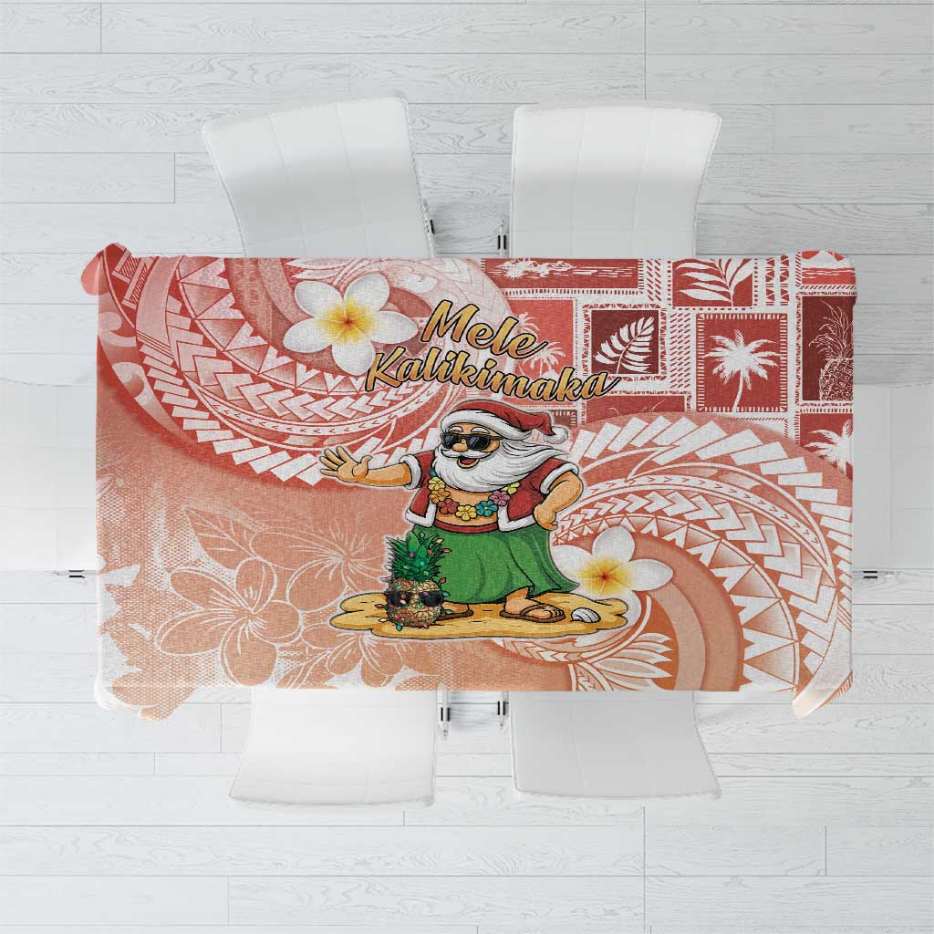 Hawaii Mele Kalikimaka Tablecloth Hula Santa Retro Style Red - Polynesian Pride