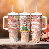 Hawaii Mele Kalikimaka Tumbler With Handle Hula Santa Retro Style Red - Polynesian Pride