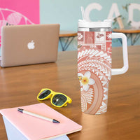 Hawaii Mele Kalikimaka Tumbler With Handle Hula Santa Retro Style Red - Polynesian Pride