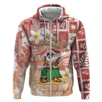 Hawaii Mele Kalikimaka Zip Hoodie Hula Santa Retro Style Red - Polynesian Pride