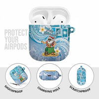 Hawaii Mele Kalikimaka AirPods Case Hula Santa Retro Style Blue - Polynesian Pride