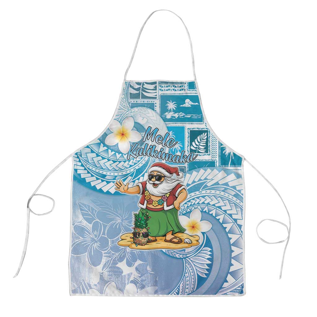 Hawaii Mele Kalikimaka Apron Hula Santa Retro Style Blue - Polynesian Pride