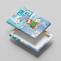 Hawaii Mele Kalikimaka Canvas Wall Art Hula Santa Retro Style Blue - Polynesian Pride