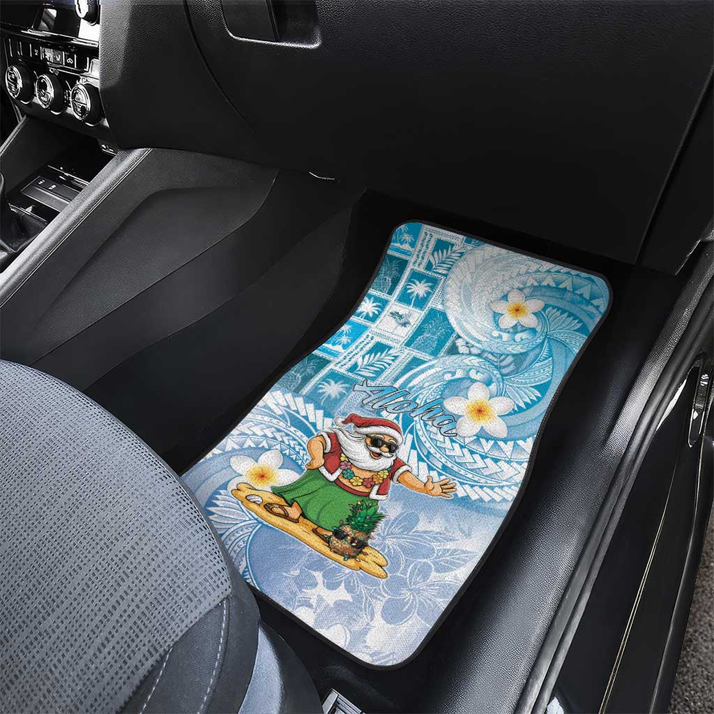 Hawaii Mele Kalikimaka Car Mats Hula Santa Retro Style Blue - Polynesian Pride