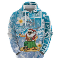 Hawaii Mele Kalikimaka Hoodie Hula Santa Retro Style Blue - Polynesian Pride