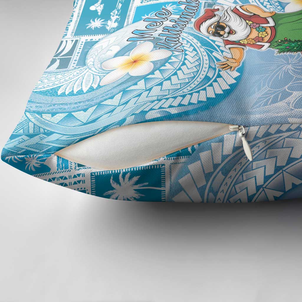Hawaii Mele Kalikimaka Pillow Cover Hula Santa Retro Style Blue - Polynesian Pride
