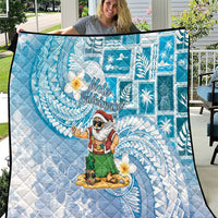 Hawaii Mele Kalikimaka Quilt Hula Santa Retro Style Blue - Polynesian Pride