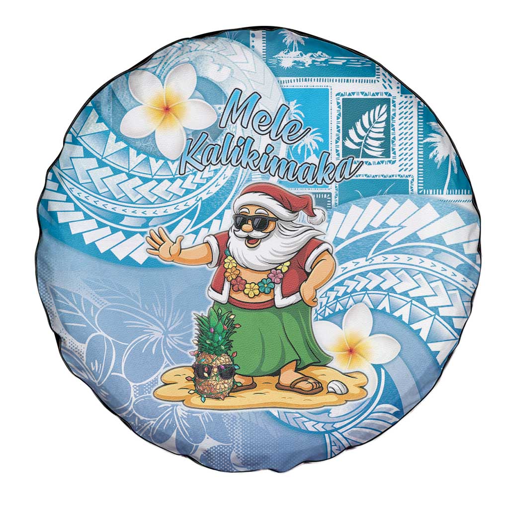 Hawaii Mele Kalikimaka Spare Tire Cover Hula Santa Retro Style Blue - Polynesian Pride