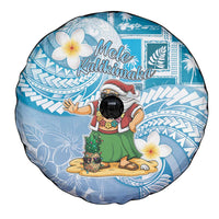 Hawaii Mele Kalikimaka Spare Tire Cover Hula Santa Retro Style Blue - Polynesian Pride