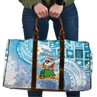 Hawaii Mele Kalikimaka Travel Bag Hula Santa Retro Style Blue - Polynesian Pride