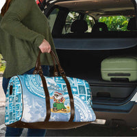 Hawaii Mele Kalikimaka Travel Bag Hula Santa Retro Style Blue - Polynesian Pride
