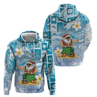 Hawaii Mele Kalikimaka Zip Hoodie Hula Santa Retro Style Blue - Polynesian Pride
