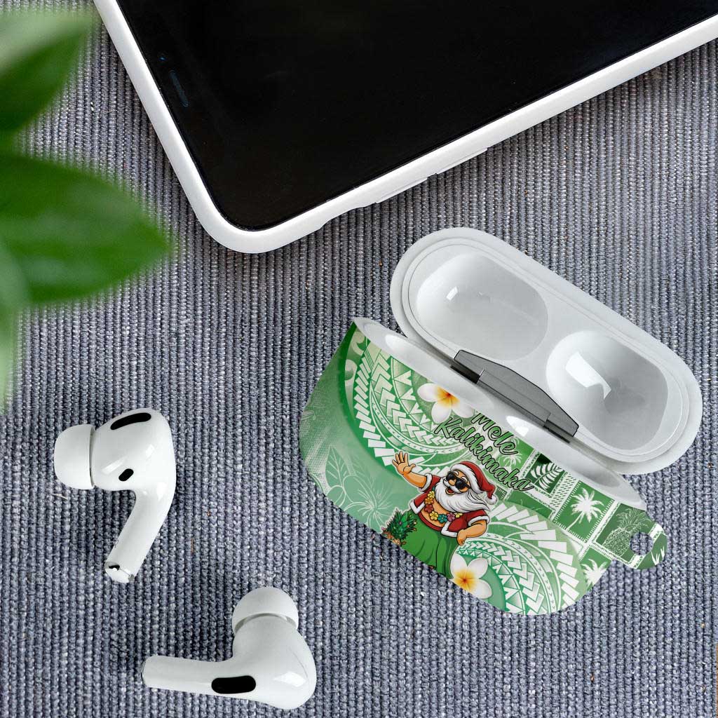 Hawaii Mele Kalikimaka AirPods Case Hula Santa Retro Style Green - Polynesian Pride