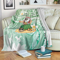 Hawaii Mele Kalikimaka Blanket Hula Santa Retro Style Green - Polynesian Pride