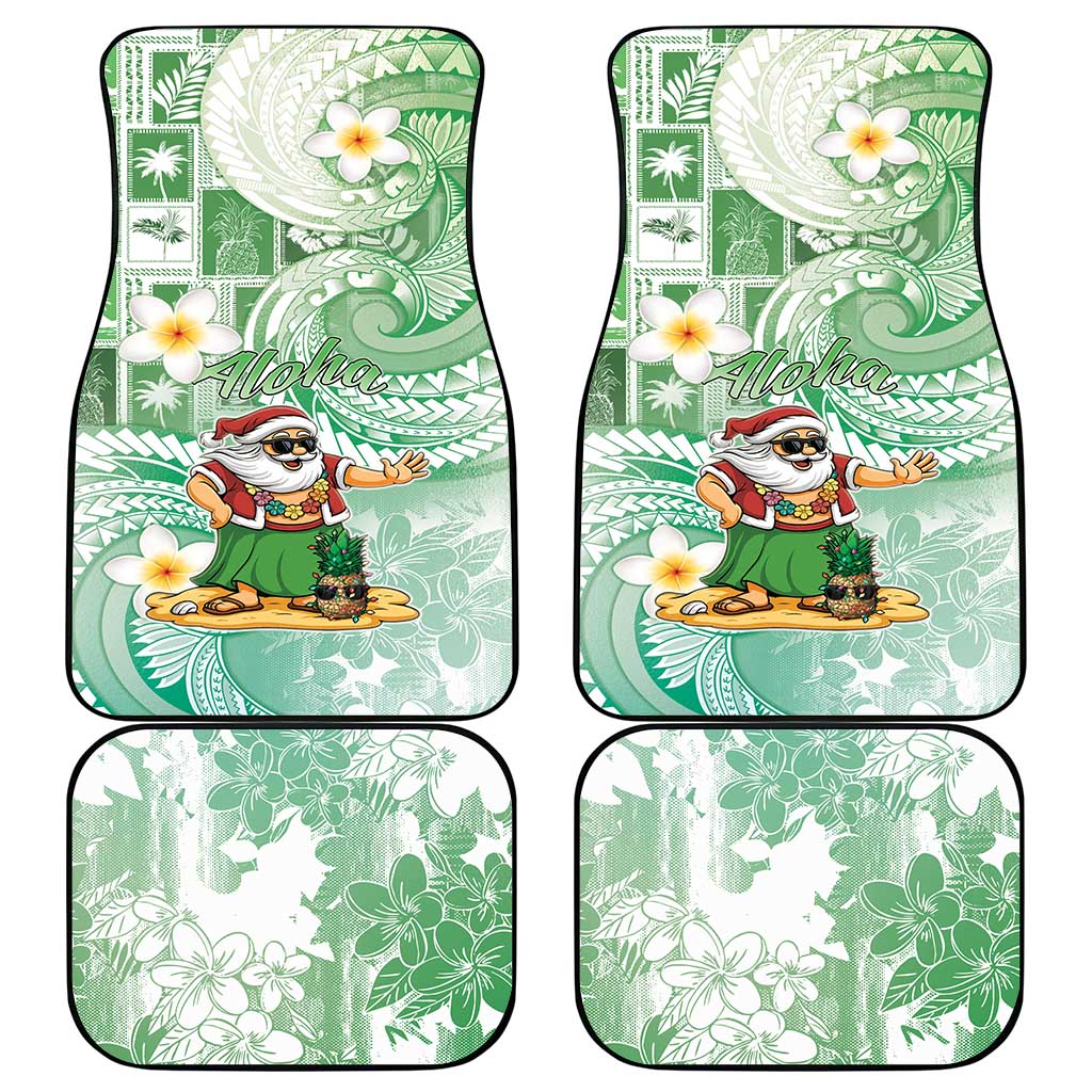 Hawaii Mele Kalikimaka Car Mats Hula Santa Retro Style Green - Polynesian Pride