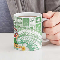 Hawaii Mele Kalikimaka Ceramic Mug Hula Santa Retro Style Green - Polynesian Pride