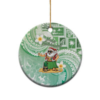 Hawaii Mele Kalikimaka Ceramic Ornament Hula Santa Retro Style Green - Polynesian Pride