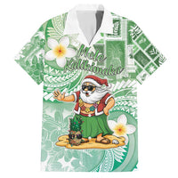 Hawaii Mele Kalikimaka Family Matching Long Sleeve Bodycon Dress and Hawaiian Shirt Hula Santa Retro Style Green LT05 Dad's Shirt - Short Sleeve Green - Polynesian Pride