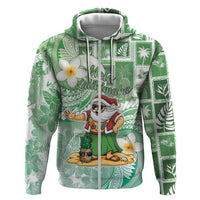 Hawaii Mele Kalikimaka Hoodie Hula Santa Retro Style Green - Polynesian Pride