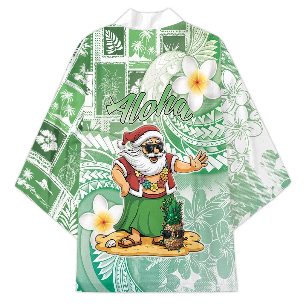 Hawaii Mele Kalikimaka Kimono Hula Santa Retro Style Green - Polynesian Pride