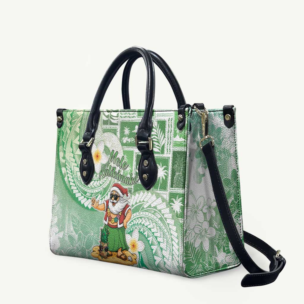 Hawaii Mele Kalikimaka Leather Bag Hula Santa Retro Style Green - Polynesian Pride