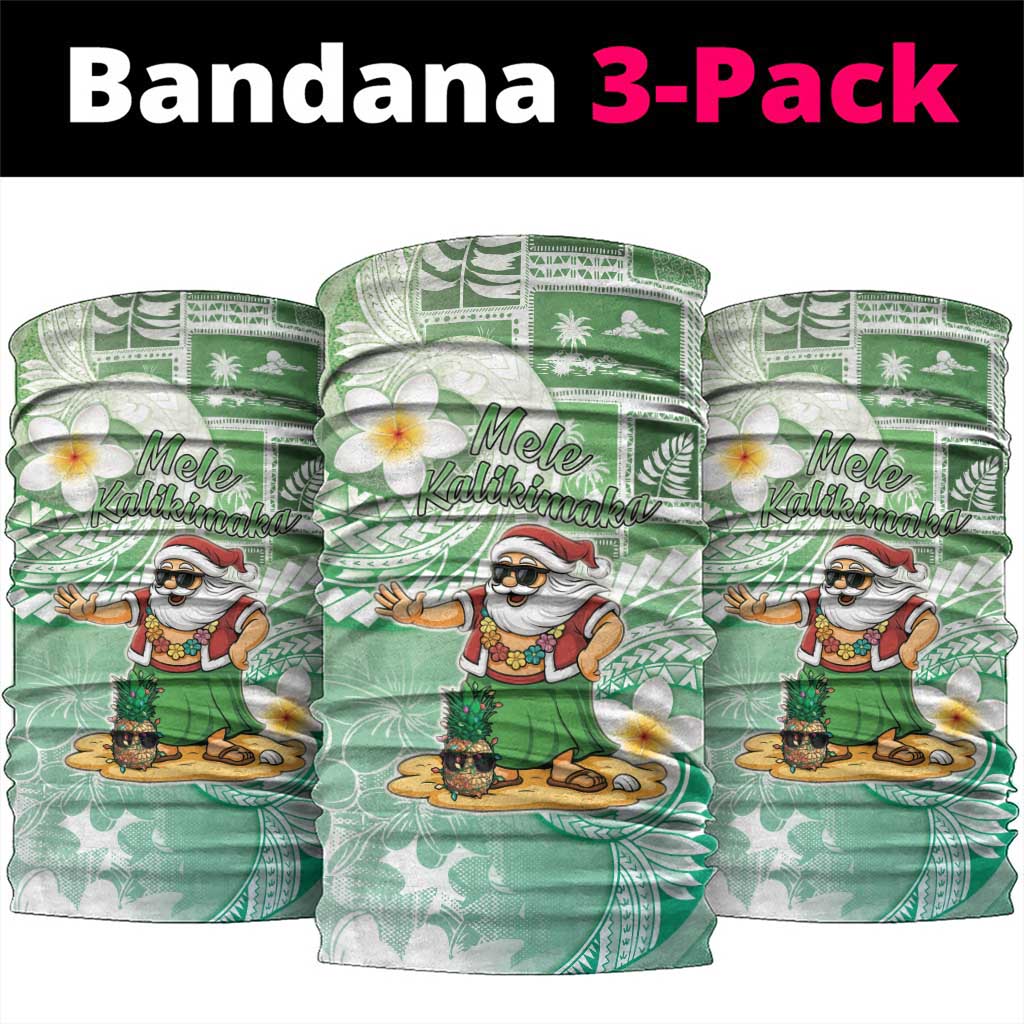 Hawaii Mele Kalikimaka Neck Gaiter Hula Santa Retro Style Green - Polynesian Pride