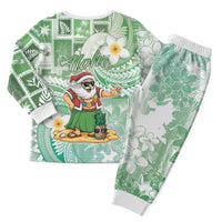 Hawaii Mele Kalikimaka Christmas Pajama Set Hula Santa Retro Style Green - Polynesian Pride