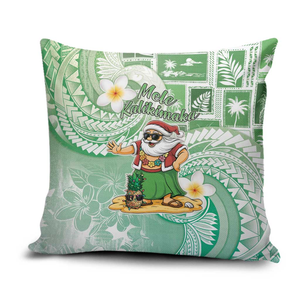 Hawaii Mele Kalikimaka Pillow Cover Hula Santa Retro Style Green - Polynesian Pride
