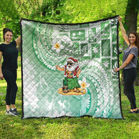 Hawaii Mele Kalikimaka Quilt Hula Santa Retro Style Green - Polynesian Pride
