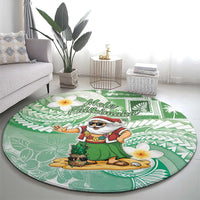 Hawaii Mele Kalikimaka Round Carpet Hula Santa Retro Style Green - Polynesian Pride