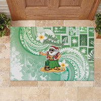 Hawaii Mele Kalikimaka Rubber Doormat Hula Santa Retro Style Green - Polynesian Pride