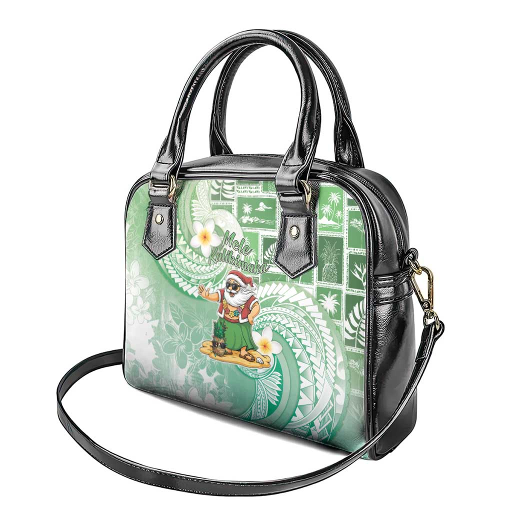Hawaii Mele Kalikimaka Shoulder Handbag Hula Santa Retro Style Green - Polynesian Pride