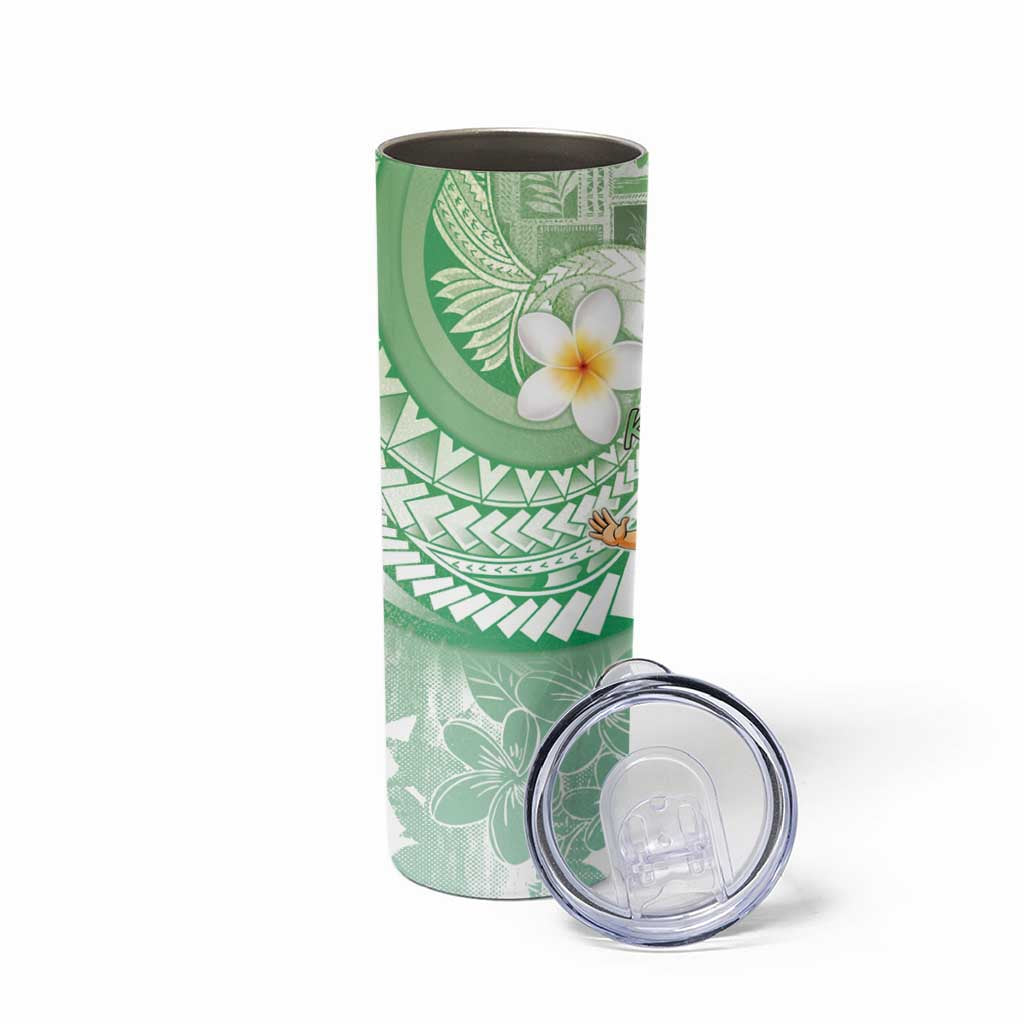Hawaii Mele Kalikimaka Skinny Tumbler Hula Santa Retro Style Green - Polynesian Pride